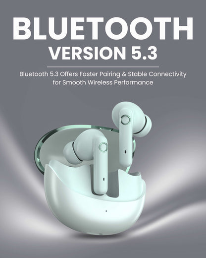 ICCONX EXOBOLT-99 - Green | 40 Hours Playtime | Bluetooth 5.3 | Smart Touch Controls | Type-C Charging | True Wireless