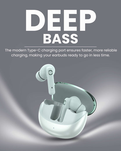 ICCONX EXOBOLT-99 - Green | 40 Hours Playtime | Bluetooth 5.3 | Smart Touch Controls | Type-C Charging | True Wireless