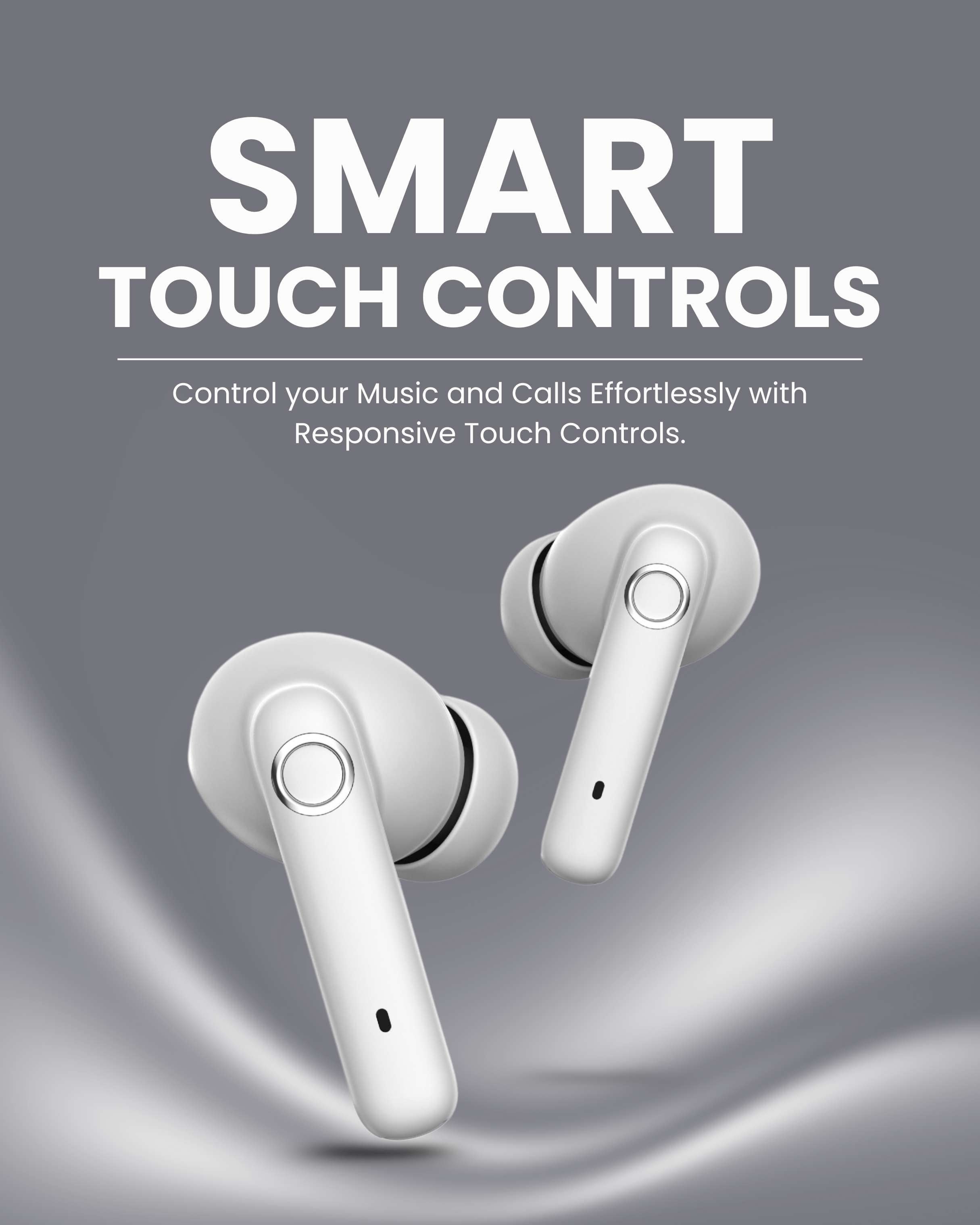 ICCONX EXOBOLT-99 - White | 40 Hours Playtime | Bluetooth 5.3 | Smart Touch Controls | Type-C Charging | True Wireless