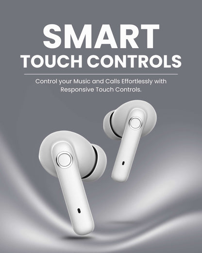 ICCONX EXOBOLT-99 - White | 40 Hours Playtime | Bluetooth 5.3 | Smart Touch Controls | Type-C Charging | True Wireless