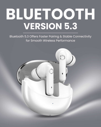 ICCONX EXOBOLT-99 - White | 40 Hours Playtime | Bluetooth 5.3 | Smart Touch Controls | Type-C Charging | True Wireless