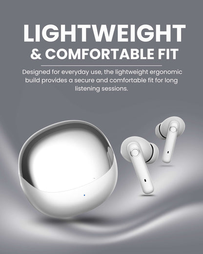 ICCONX EXOBOLT-99 - White | 40 Hours Playtime | Bluetooth 5.3 | Smart Touch Controls | Type-C Charging | True Wireless