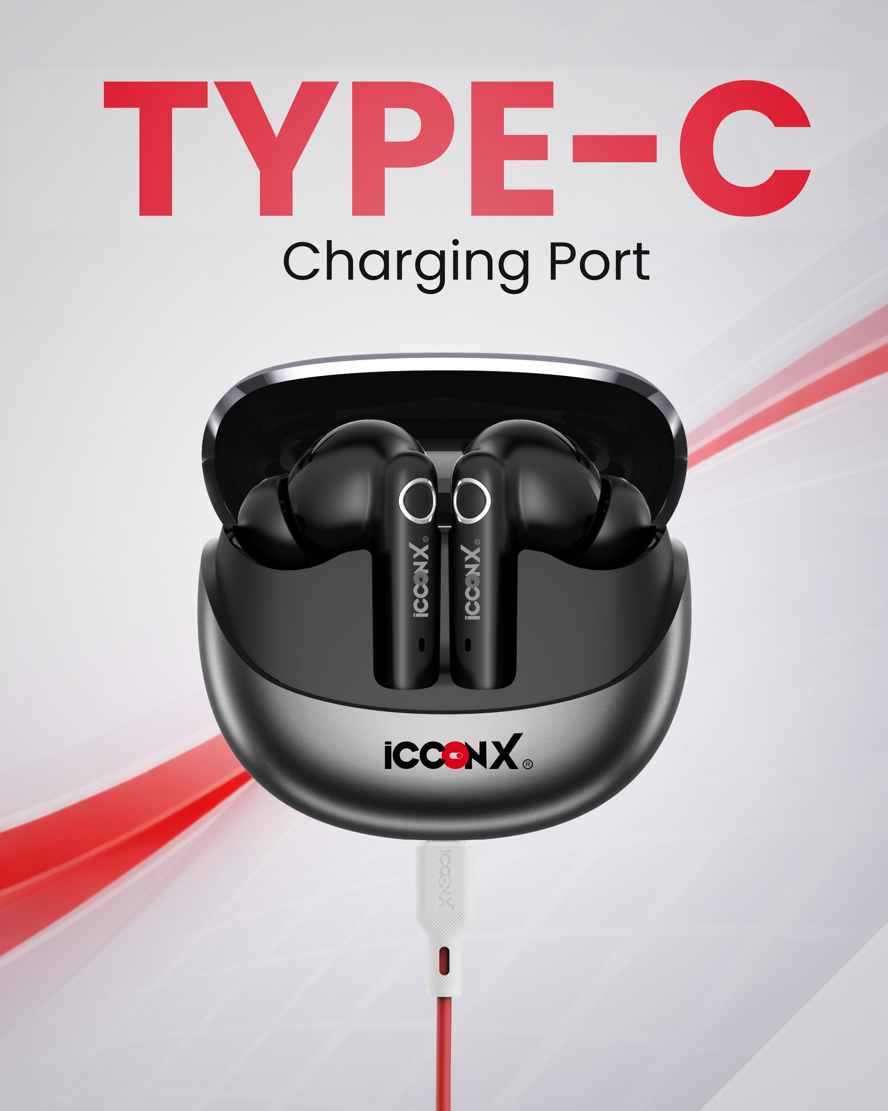 ICCONX EXOBOLT-99 | 40 Hours Playtime | Bluetooth 5.3 | Smart Touch Controls | Type-C Charging | True Wireless