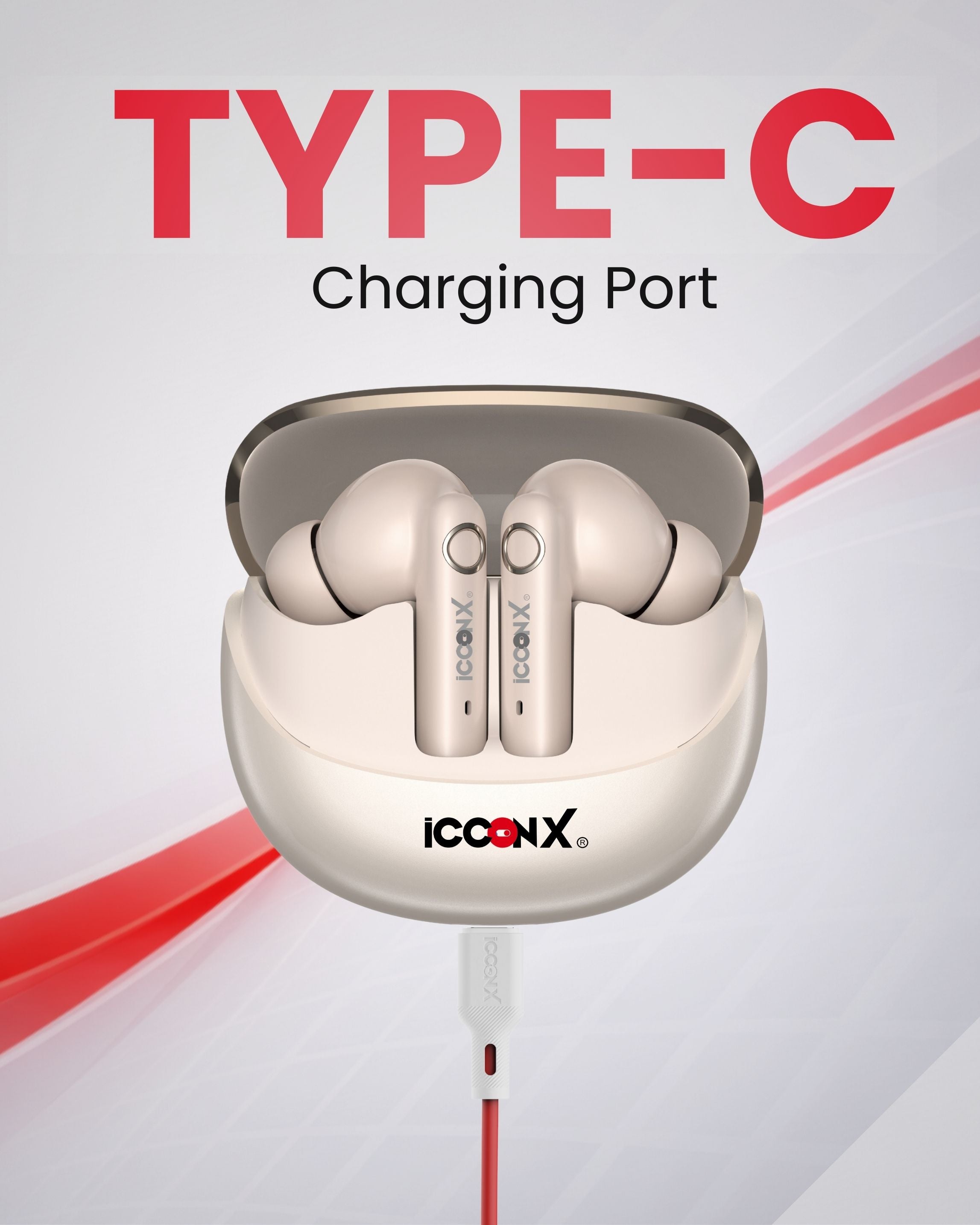 ICCONX EXOBOLT-99 - Cream | 40 Hours Playtime | Bluetooth 5.3 | Smart Touch Controls | Type-C Charging | True Wireless