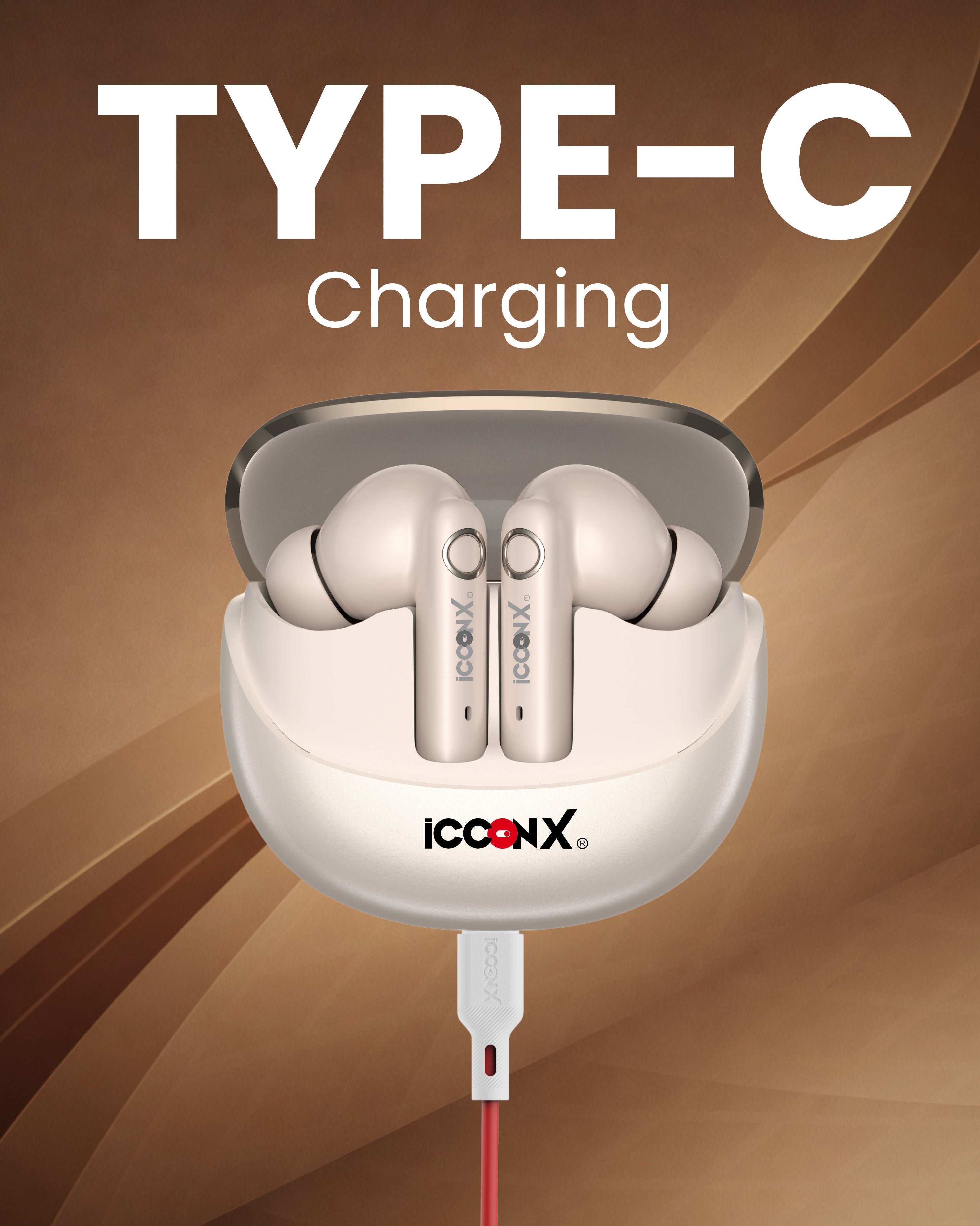 ICCONX EXOBOLT-99 - Cream | 40 Hours Playtime | Bluetooth 5.3 | Smart Touch Controls | Type-C Charging | True Wireless