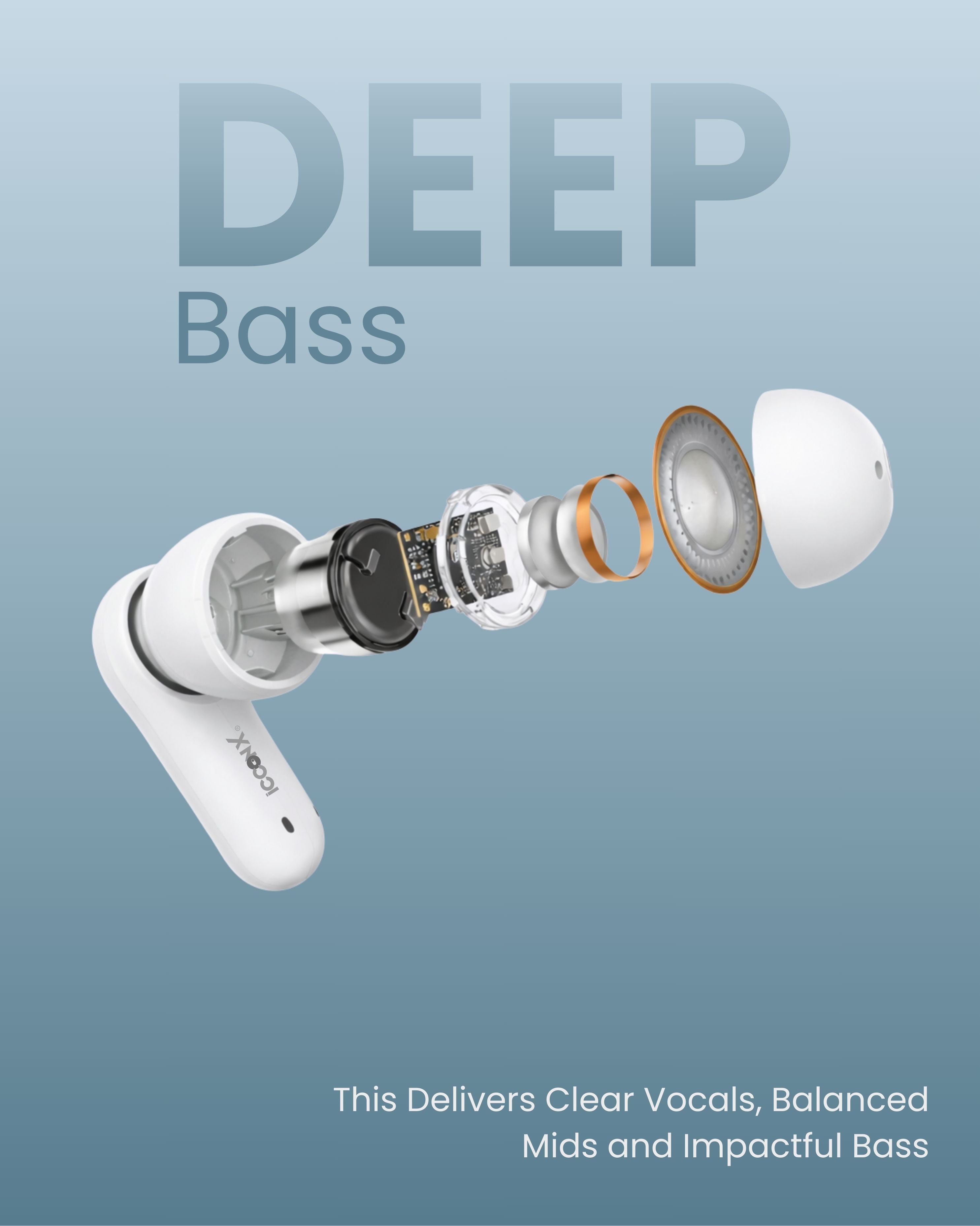 ICCONX EXOBOLT-99 - White | 40 Hours Playtime | Bluetooth 5.3 | Smart Touch Controls | Type-C Charging | True Wireless