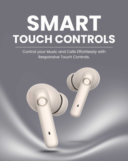 ICCONX EXOBOLT-99 - Cream | 40 Hours Playtime | Bluetooth 5.3 | Smart Touch Controls | Type-C Charging | True Wireless