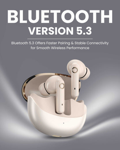 ICCONX EXOBOLT-99 - Cream | 40 Hours Playtime | Bluetooth 5.3 | Smart Touch Controls | Type-C Charging | True Wireless