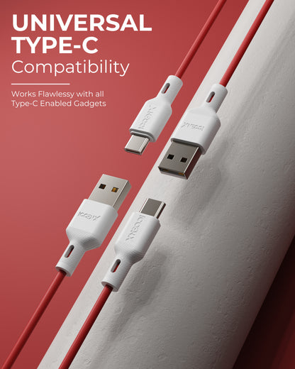 ICCON X LT-55 USB A To Type C Cable, 55W, Sync Cable, 1.0M Cable Length | Samsung | Oneplus | Xiaomi | Realme | Oppo & other android devices| Long Lasting Bending Capacity, Stable Current, 480 MBPS Data Transfer Speed, Data Sync | Designed for Ease.