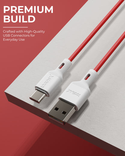 ICCON X LT-55 USB A To Type C Cable, 55W, Sync Cable, 1.0M Cable Length | Samsung | Oneplus | Xiaomi | Realme | Oppo & other android devices| Long Lasting Bending Capacity, Stable Current, 480 MBPS Data Transfer Speed, Data Sync | Designed for Ease.