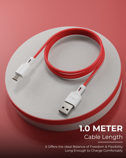 ICCON X LT-55 USB A To Type C Cable, 55W, Sync Cable, 1.0M Cable Length | Samsung | Oneplus | Xiaomi | Realme | Oppo & other android devices| Long Lasting Bending Capacity, Stable Current, 480 MBPS Data Transfer Speed, Data Sync | Designed for Ease.