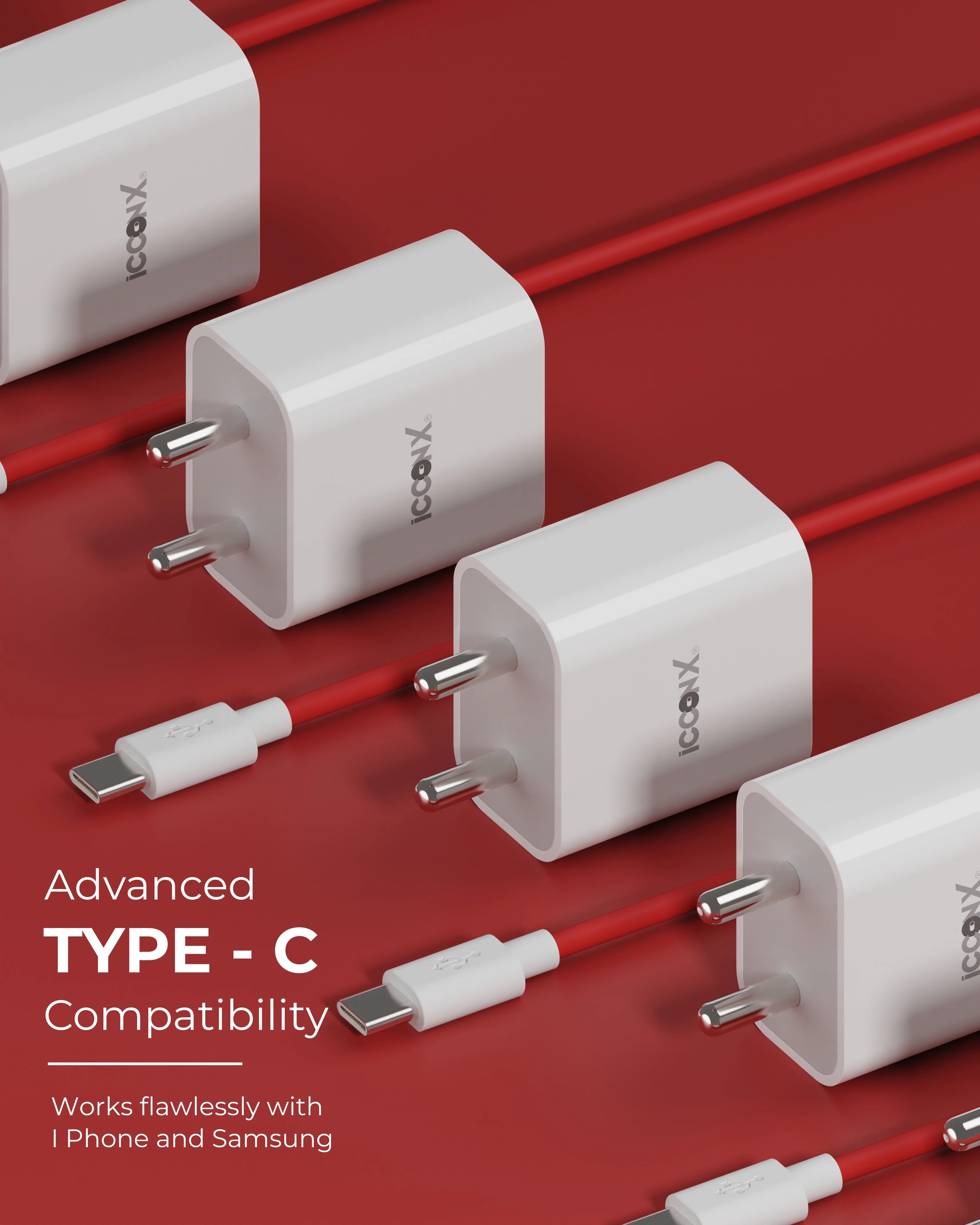 ICCONX MC-81 25W USB TYPE C ADAPTER COMPATIBLE WITH IPHONES / SAMSUNG / IPADS / AIRPODS