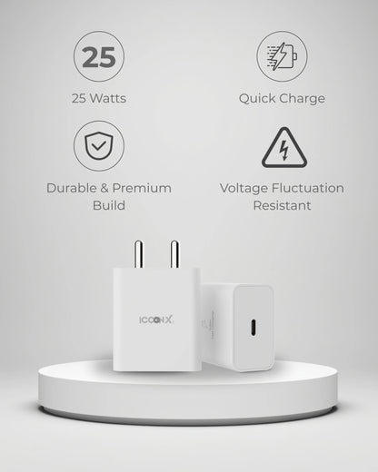 ICCONX MC-83 45W USB TYPE C ADAPTER COMPATIBLE WITH IPHONES / SAMSUNG / IPADS / AIRPODS