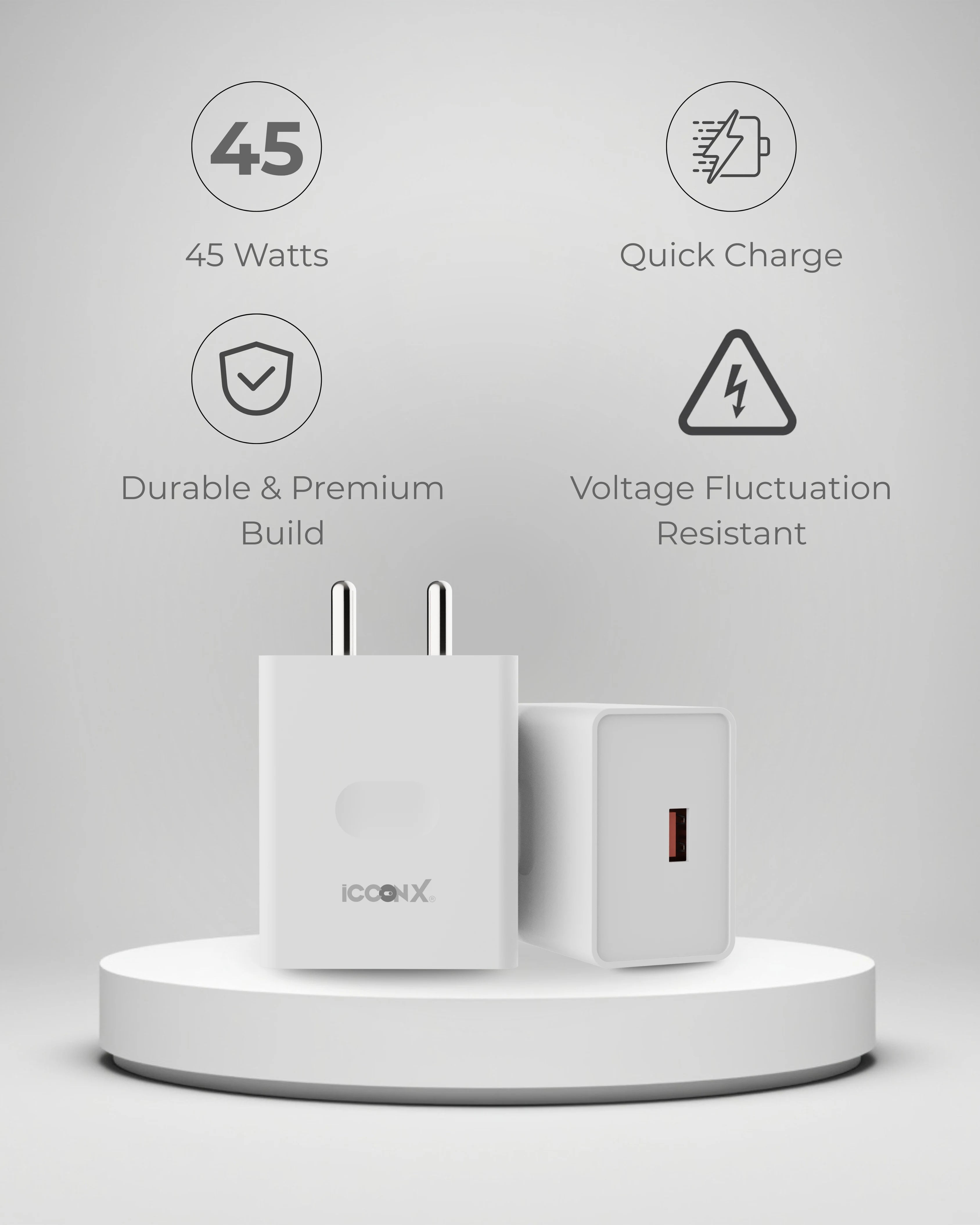 ICCONX MC-71 PRO 45W USB TYPE A ADAPTER COMPATIBLE WITH REALME / REDMI / OPPO / ONEPLUS