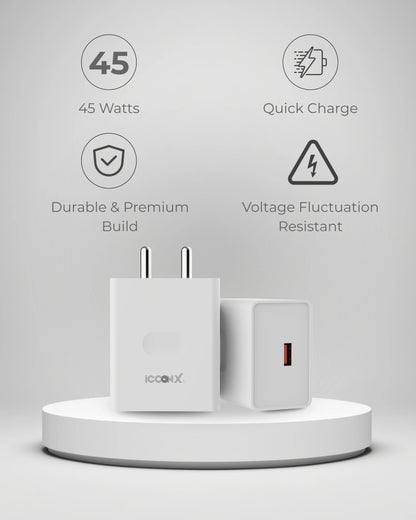 ICCONX MC-71 PRO 45W USB TYPE A ADAPTER COMPATIBLE WITH REALME / REDMI / OPPO / ONEPLUS