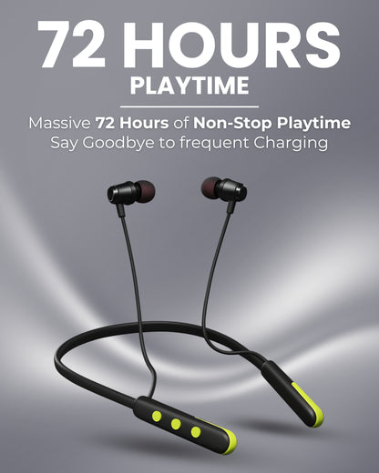 ICCONX Stereo Wireless Neckband NB-05 | 72Hrs Playtime | Bluetooth 5.0 | Fast Charging | Magnetic Earbuds | Full Charge in  1.5 Hours | Designed for Ease.