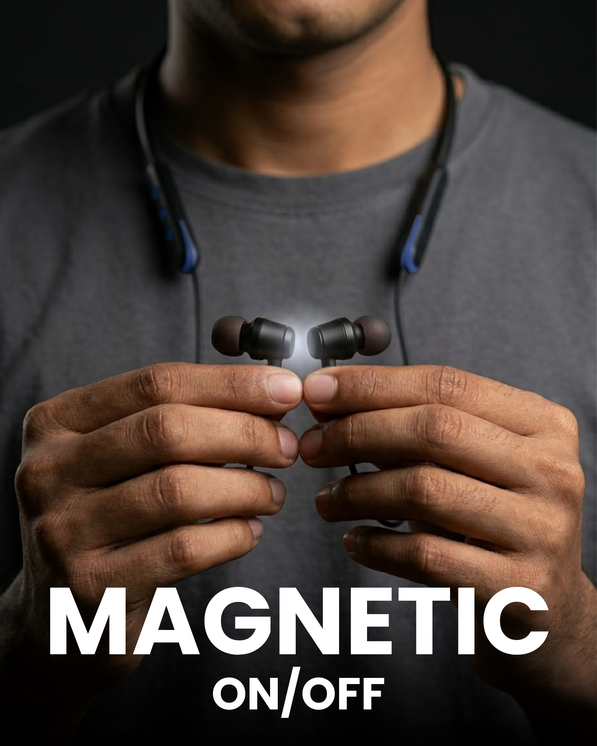 ICCONX Stereo Wireless Neckband NB-05 - Navy | 72Hrs Playtime | Bluetooth 5.0 | Fast Charging | Magnetic Earbuds | Full Charge in  1.5 Hours | Designed for Ease.