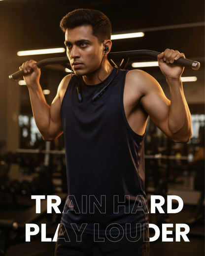 ICCONX Stereo Wireless Neckband NB-05 - Navy | 72Hrs Playtime | Bluetooth 5.0 | Fast Charging | Magnetic Earbuds | Full Charge in  1.5 Hours | Designed for Ease.