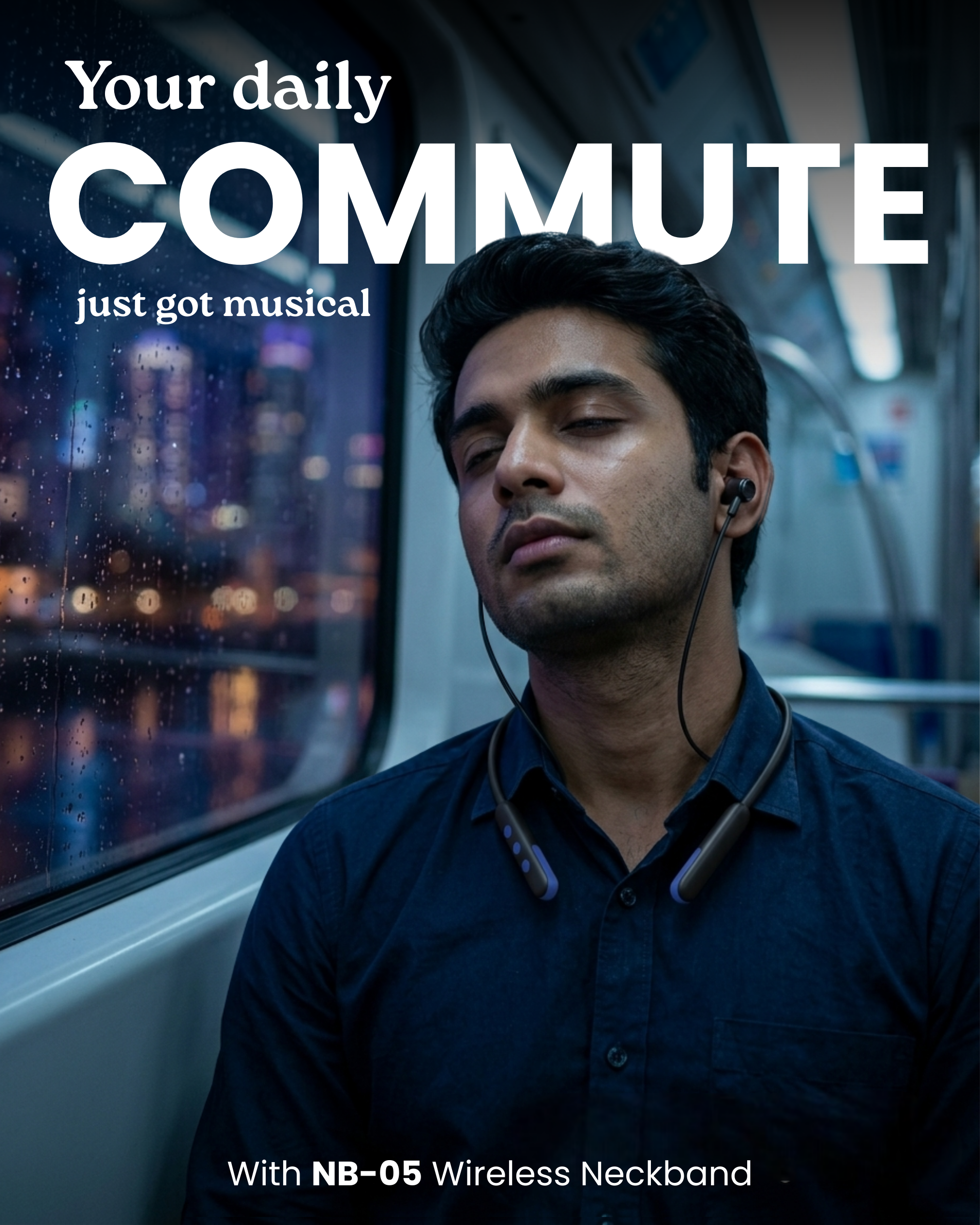 ICCONX Stereo Wireless Neckband NB-05 - Navy | 72Hrs Playtime | Bluetooth 5.0 | Fast Charging | Magnetic Earbuds | Full Charge in  1.5 Hours | Designed for Ease.