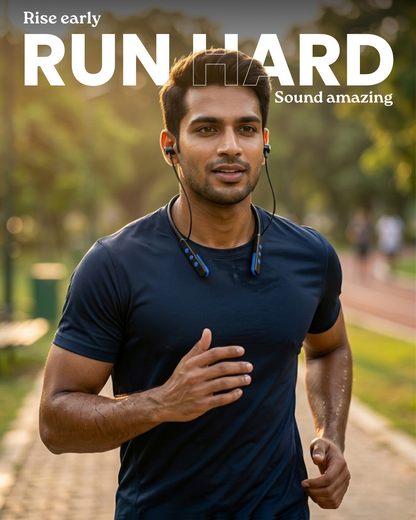 ICCONX Stereo Wireless Neckband NB-05 - Navy | 72Hrs Playtime | Bluetooth 5.0 | Fast Charging | Magnetic Earbuds | Full Charge in  1.5 Hours | Designed for Ease.