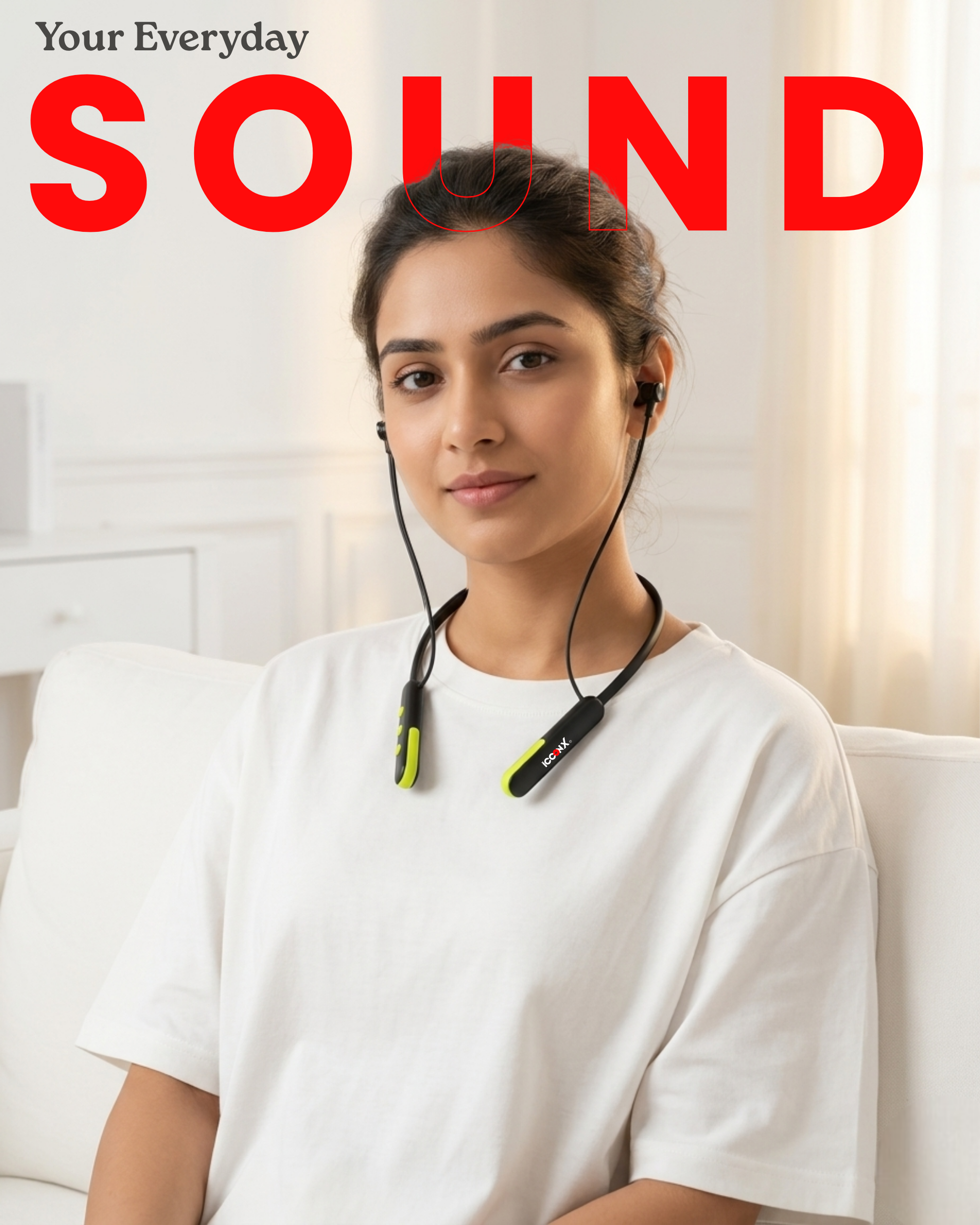 ICCONX Stereo Wireless Neckband NB-05 | 72Hrs Playtime | Bluetooth 5.0 | Fast Charging | Magnetic Earbuds | Full Charge in  1.5 Hours | Designed for Ease.