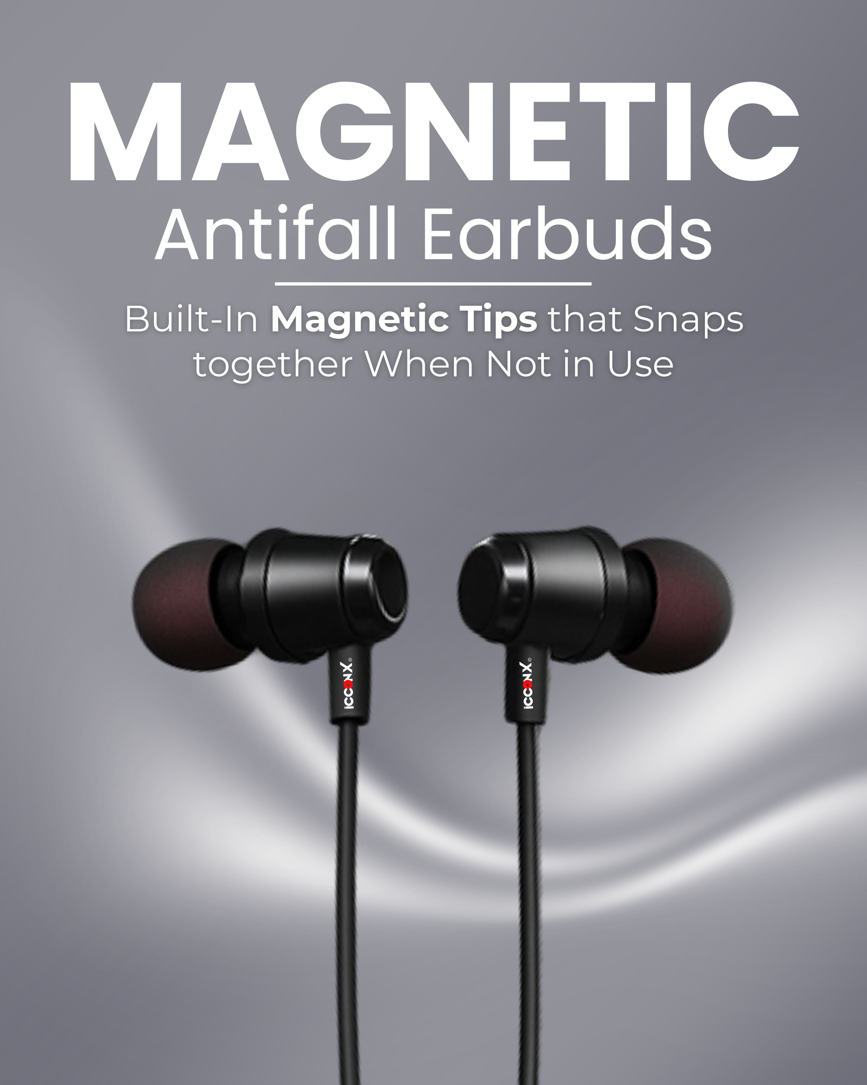 ICCONX Stereo Wireless Neckband NB-05 - Red | 72Hrs Playtime | Bluetooth 5.0 | Fast Charging | Magnetic Earbuds | Full Charge in  1.5 Hours | Designed for Ease.