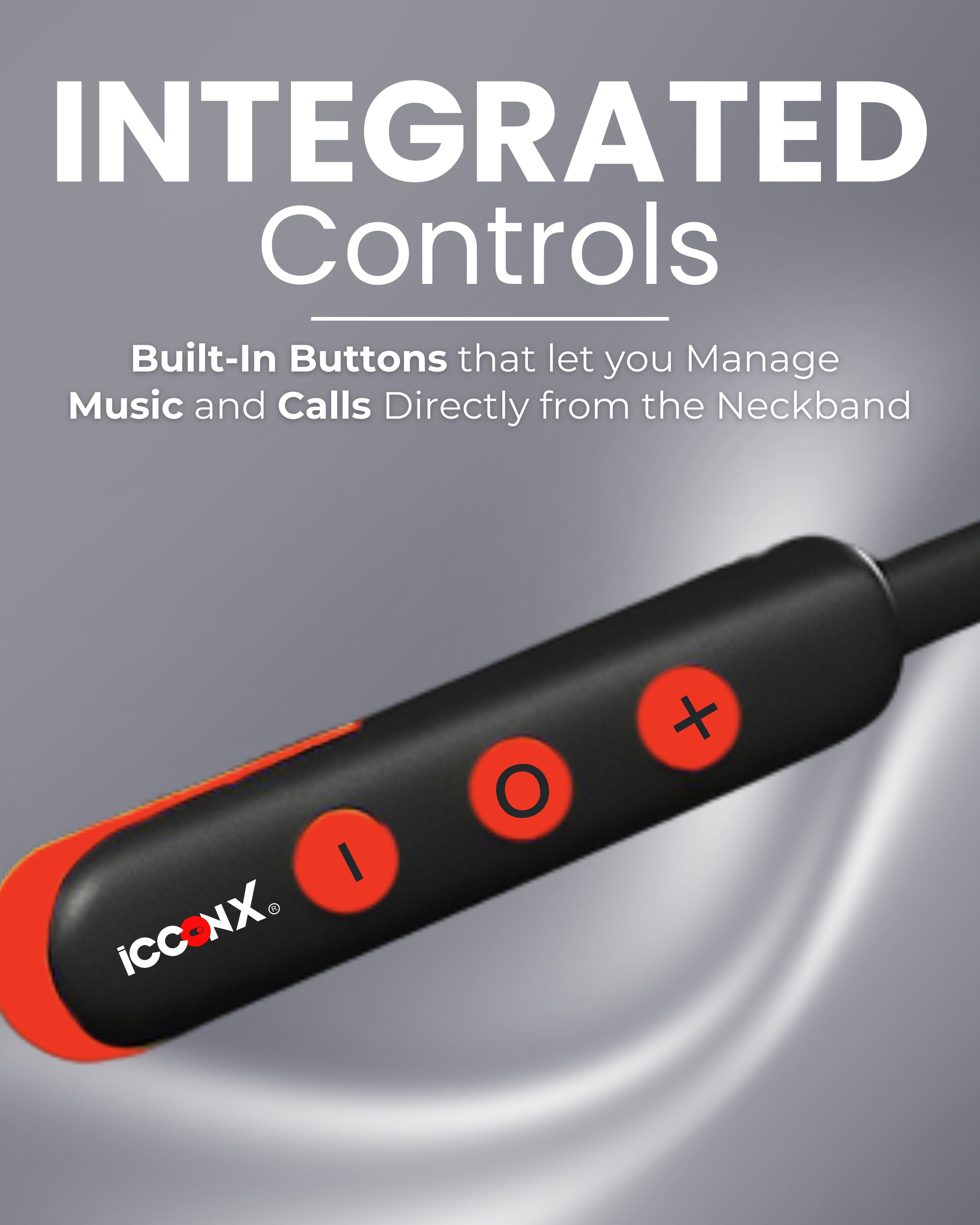 ICCONX Stereo Wireless Neckband NB-05 - Red | 72Hrs Playtime | Bluetooth 5.0 | Fast Charging | Magnetic Earbuds | Full Charge in  1.5 Hours | Designed for Ease.