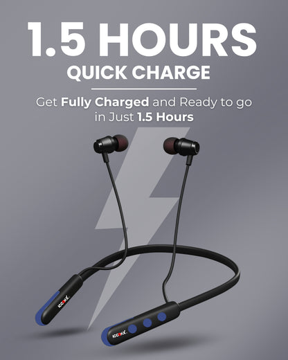 ICCONX Stereo Wireless Neckband NB-05 | 72Hrs Playtime | Bluetooth 5.0 | Fast Charging | Magnetic Earbuds | Full Charge in  1.5 Hours | Designed for Ease.