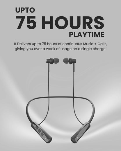 ICCONX Stereo Wireless Neckband Neobolt-06 - Grey | 75 Hours Playtime | Fast Charging | Magnetic ON/OFF | Bluetooth 5.0 | Multi-Directional Mic | Designed for Ease