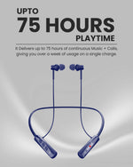 Stereo Wireless Neckband Neobolt-06 - Blue | 75 Hours Playtime | Fast Charging | Magnetic ON/OFF | Bluetooth 5.0 | Multi-Directional Mic | Designed for Ease