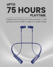 Stereo Wireless Neckband Neobolt-06 - Blue | 75 Hours Playtime | Fast Charging | Magnetic ON/OFF | Bluetooth 5.0 | Multi-Directional Mic | Designed for Ease