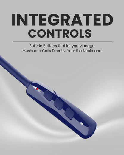 ICCONX Stereo Wireless Neckband Neobolt-06 - Blue | 75 Hours Playtime | Fast Charging | Magnetic ON/OFF | Bluetooth 5.0 | Multi-Directional Mic | Designed for Ease