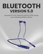Stereo Wireless Neckband Neobolt-06 - Blue | 75 Hours Playtime | Fast Charging | Magnetic ON/OFF | Bluetooth 5.0 | Multi-Directional Mic | Designed for Ease