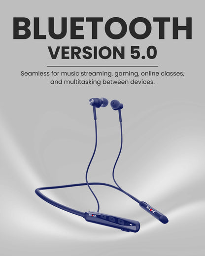 ICCONX Stereo Wireless Neckband Neobolt-06 - Blue | 75 Hours Playtime | Fast Charging | Magnetic ON/OFF | Bluetooth 5.0 | Multi-Directional Mic | Designed for Ease