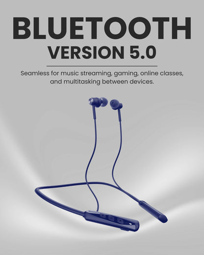 ICCONX Stereo Wireless Neckband Neobolt-06 - Blue | 75 Hours Playtime | Fast Charging | Magnetic ON/OFF | Bluetooth 5.0 | Multi-Directional Mic | Designed for Ease