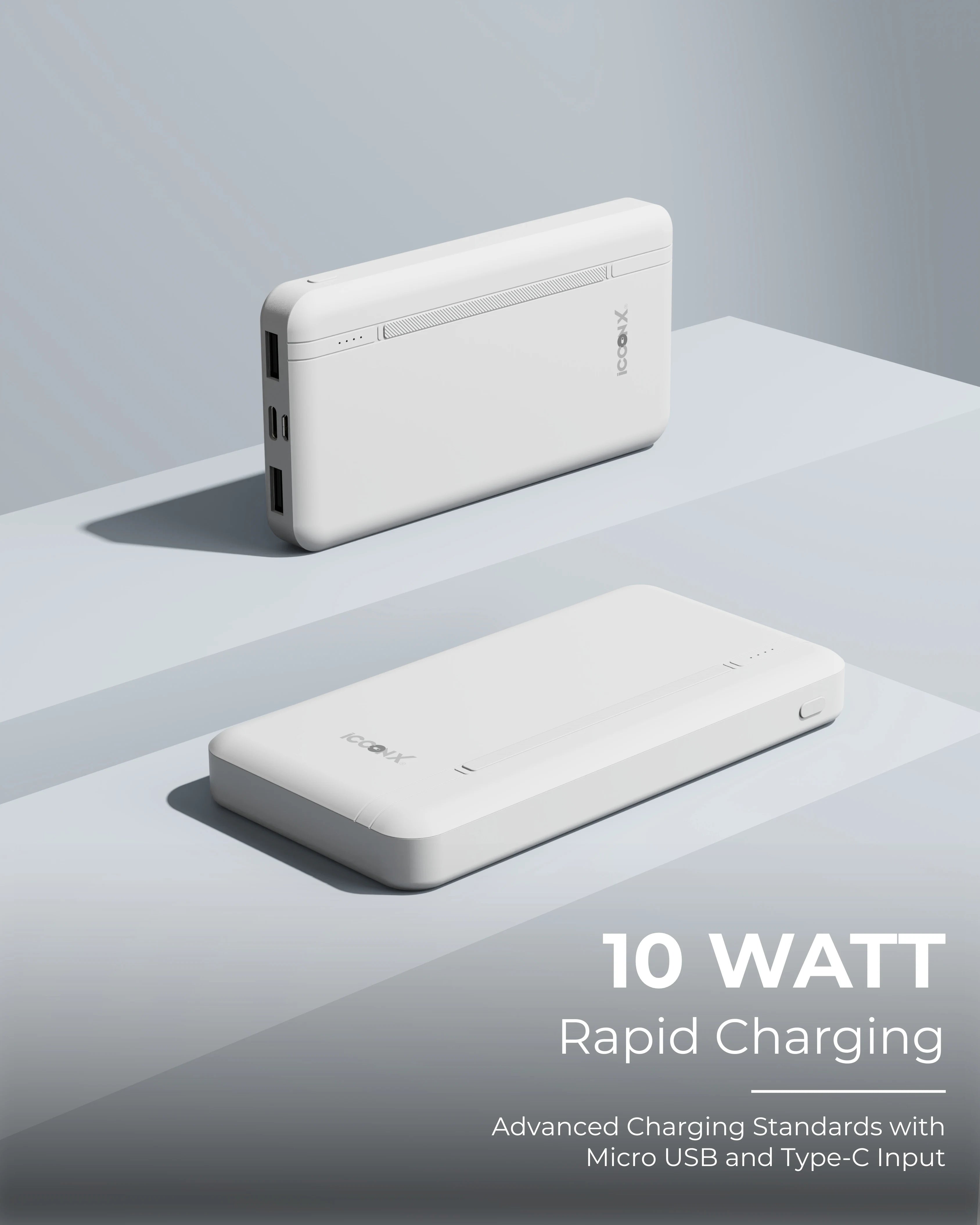 ICCON X PB-120 10000mAh 10w Power Bank | Dual USB Port | Led Indicator | Light Weight | Multi Circuit Protection | Compact & Designed for ease
