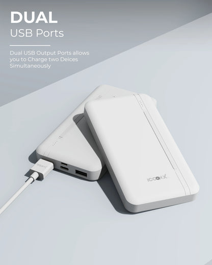 ICCON X PB-120 10000mAh 10w Power Bank | Dual USB Port | Led Indicator | Light Weight | Multi Circuit Protection | Compact & Designed for ease