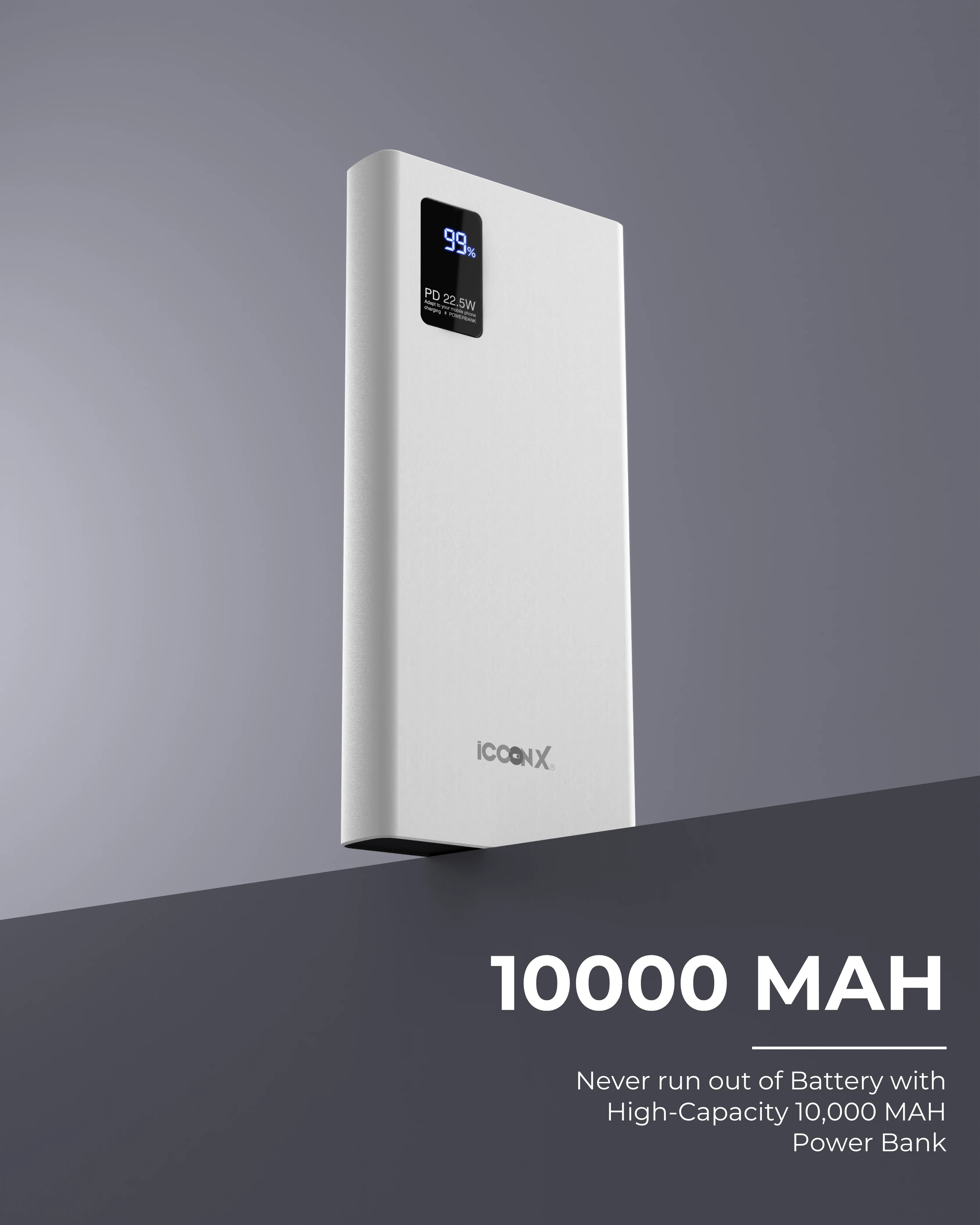 ICCON X PB-140 Powerbank | 10000mAh | 22.5W Fast Charging | QC + PD | Dual Input Port : Type C & Micro USB | Triple Output Port : 2X USB & Type C | LED Indicator| for All iPhone & Android | designed for ease