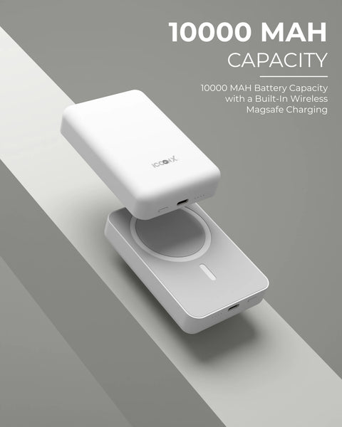ICCON X PB-160 Magsafe Wireless 10000mAh Fast Charging Power Bank,Strong Magnet,22.5W Output for iPhone & Android & Other Qi Enabled Devices, Designed for ease