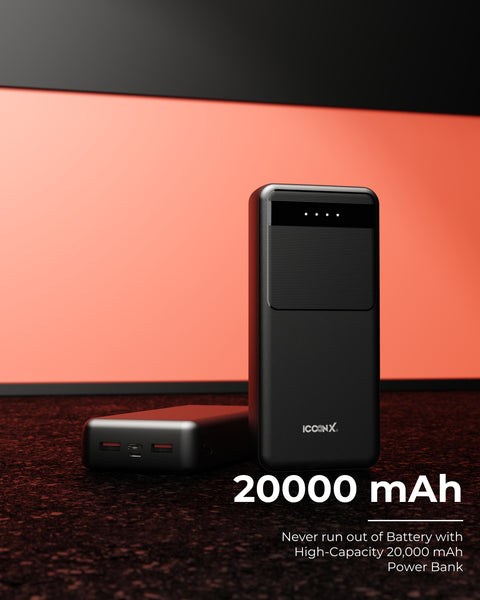 ICCON X PB-220 Powerbank | 20000mAh | 22.5W Fast Charging | QC + PD | Dual Input Port : Type C & Micro USB | Triple Output Port : 2X USB & Type C | LED Indicator| for All iPhone & Android Designed for ease
