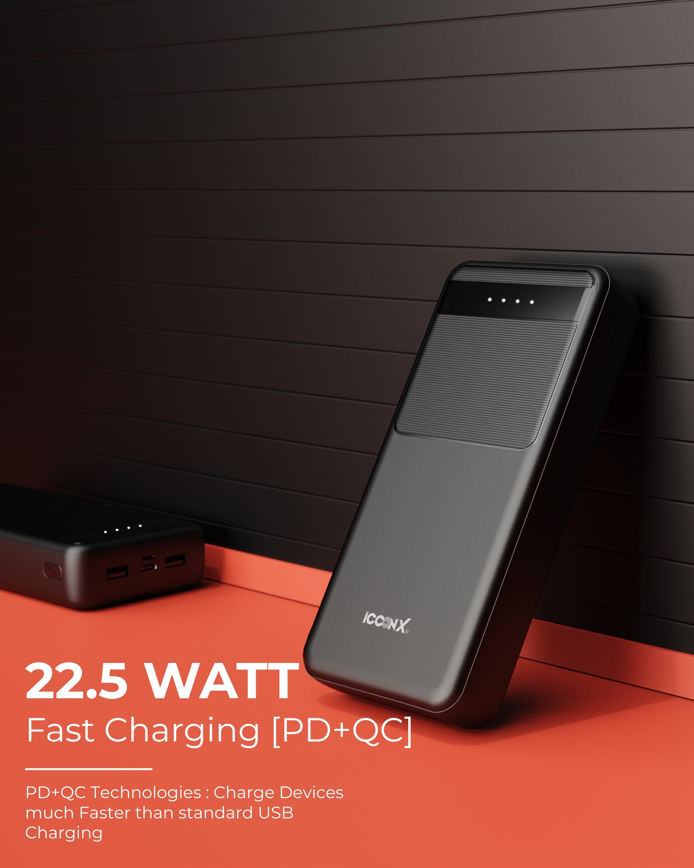 ICCON X PB-220 Powerbank | 20000mAh | 22.5W Fast Charging | QC + PD | Dual Input Port : Type C & Micro USB | Triple Output Port : 2X USB & Type C | LED Indicator| for All iPhone & Android Designed for ease