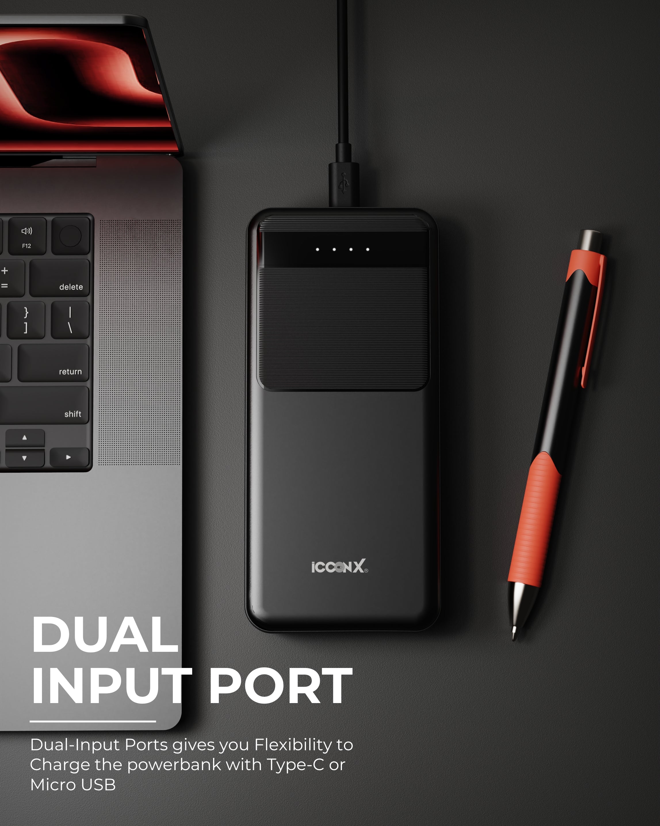 ICCON X PB-220 Powerbank | 20000mAh | 22.5W Fast Charging | QC + PD | Dual Input Port : Type C & Micro USB | Triple Output Port : 2X USB & Type C | LED Indicator| for All iPhone & Android Designed for ease