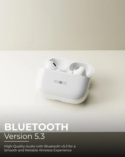 ICCON X AP-PRO91 True wireless earbuds, BT 5.3, Comfort fit, Type-C Port, Up to 30hrs playtime, Splash proof, Gaming Mode 35ms, Deep Bass, Fast Charging, Touch Control,30H Backup, Made in India, 10mm Rich Bass Drivers,