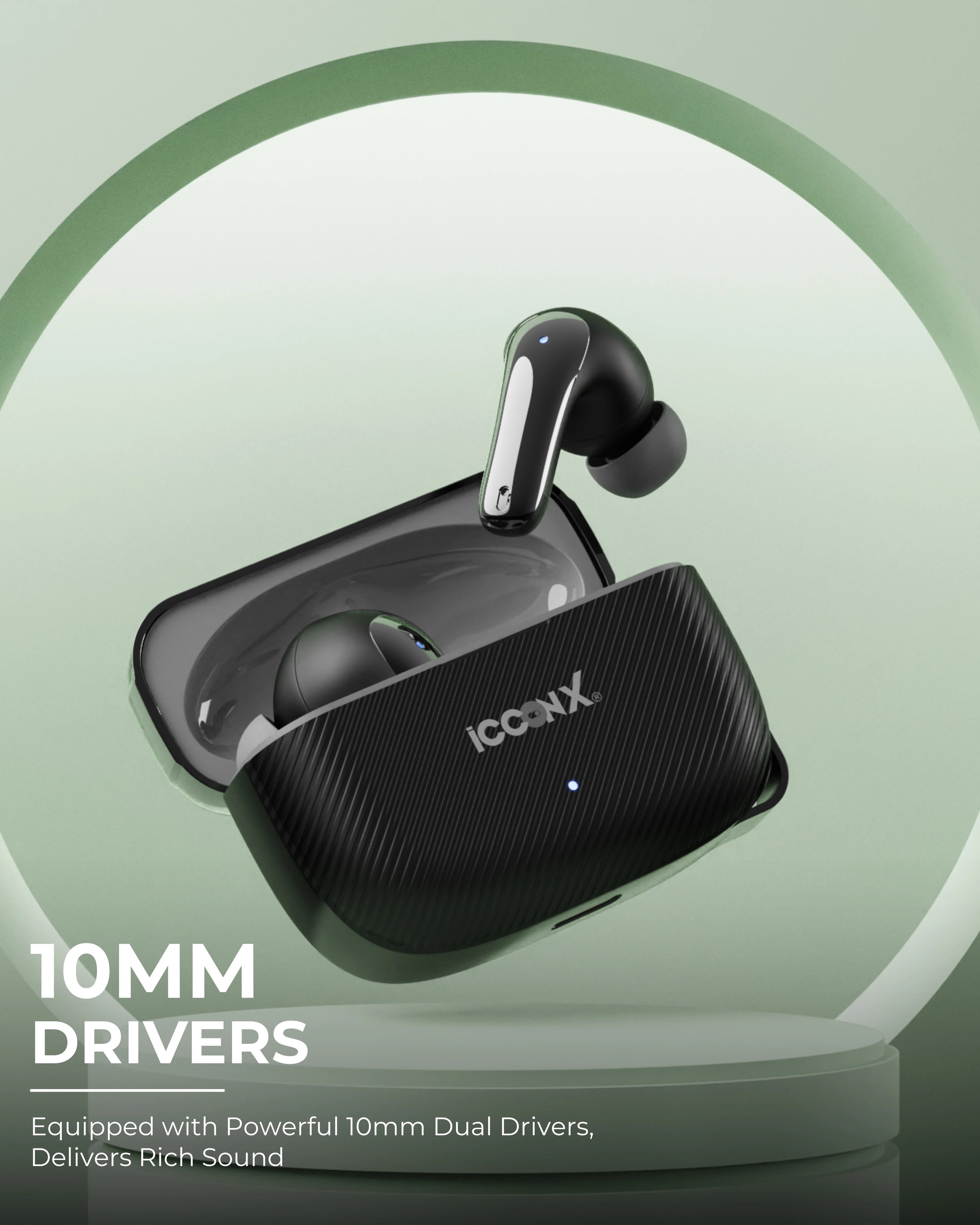 ICCON X EB-92 True wireless earbuds, BT 5.3, Comfort fit, Type-C Port, Up to 33hrs playtime, Splash proof, Gaming Mode 35ms, Deep Bass, Fast Charging, Touch Control,33H Backup, Made in India, 10mm Rich Bass Drivers,