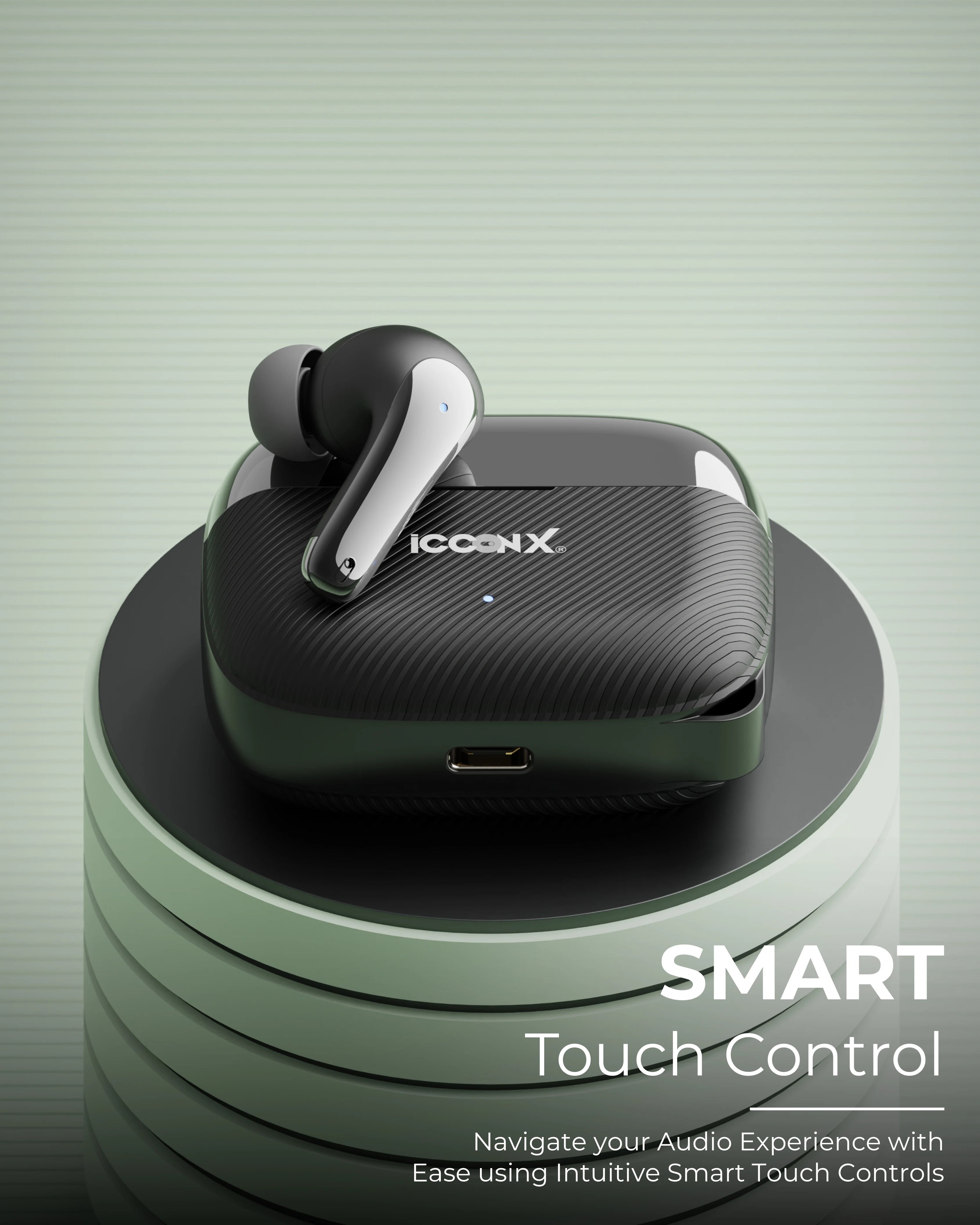 ICCON X EB-92 True wireless earbuds, BT 5.3, Comfort fit, Type-C Port, Up to 33hrs playtime, Splash proof, Gaming Mode 35ms, Deep Bass, Fast Charging, Touch Control,33H Backup, Made in India, 10mm Rich Bass Drivers,