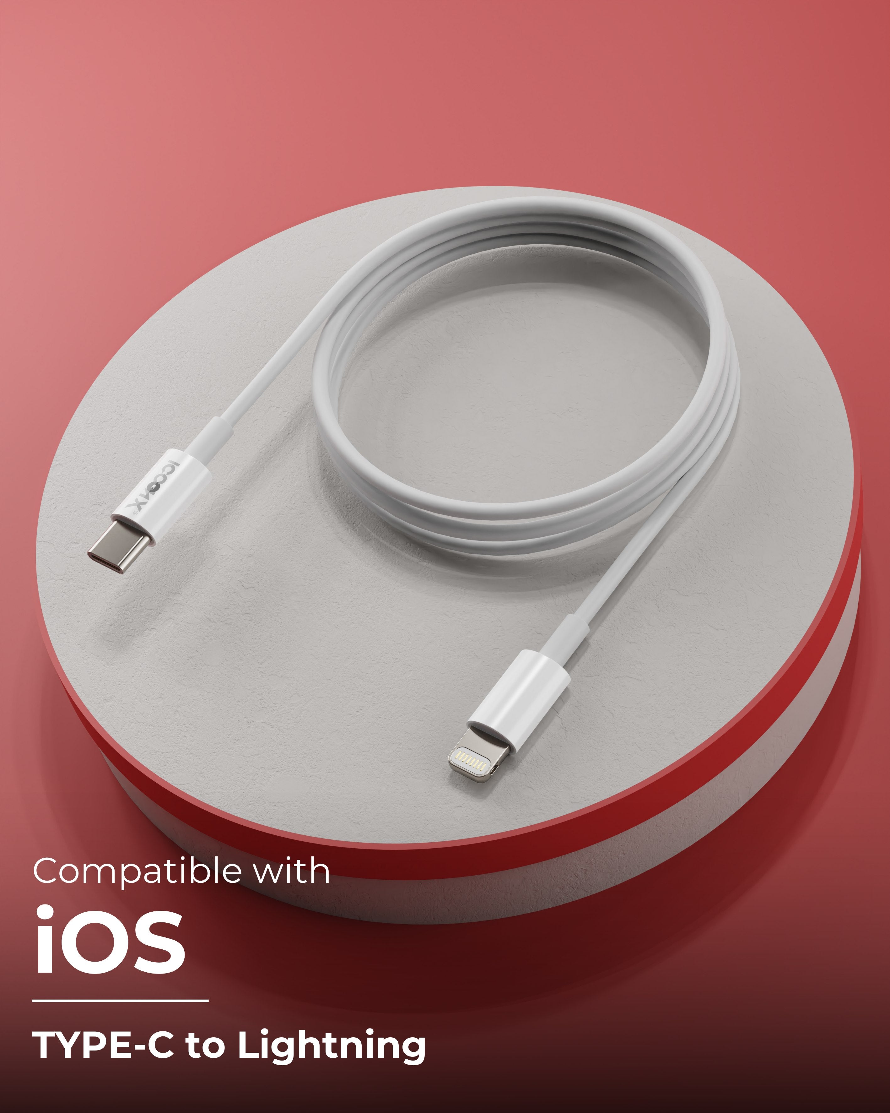 ICCON X TH-17 20W Fast Charging 1.0M Type-C to Lightning USB Cable, Fast Charging, 480Mbps Data Sync Cable Compatible with Apple, 3.5 MM Thickness, 10K Insertion, Stable Current, 480 MBPS Data Transfer Speed, Data Sync, Designed for Ease.