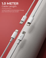 TH-17 20W Fast Charging 1.0M Type-C to Lightning USB Cable, Fast Charging, 480Mbps Data Sync Cable Compatible with Apple, 3.5 MM Thickness, 10K Insertion, Stable Current, 480 MBPS Data Transfer Speed, Data Sync, Designed for Ease.