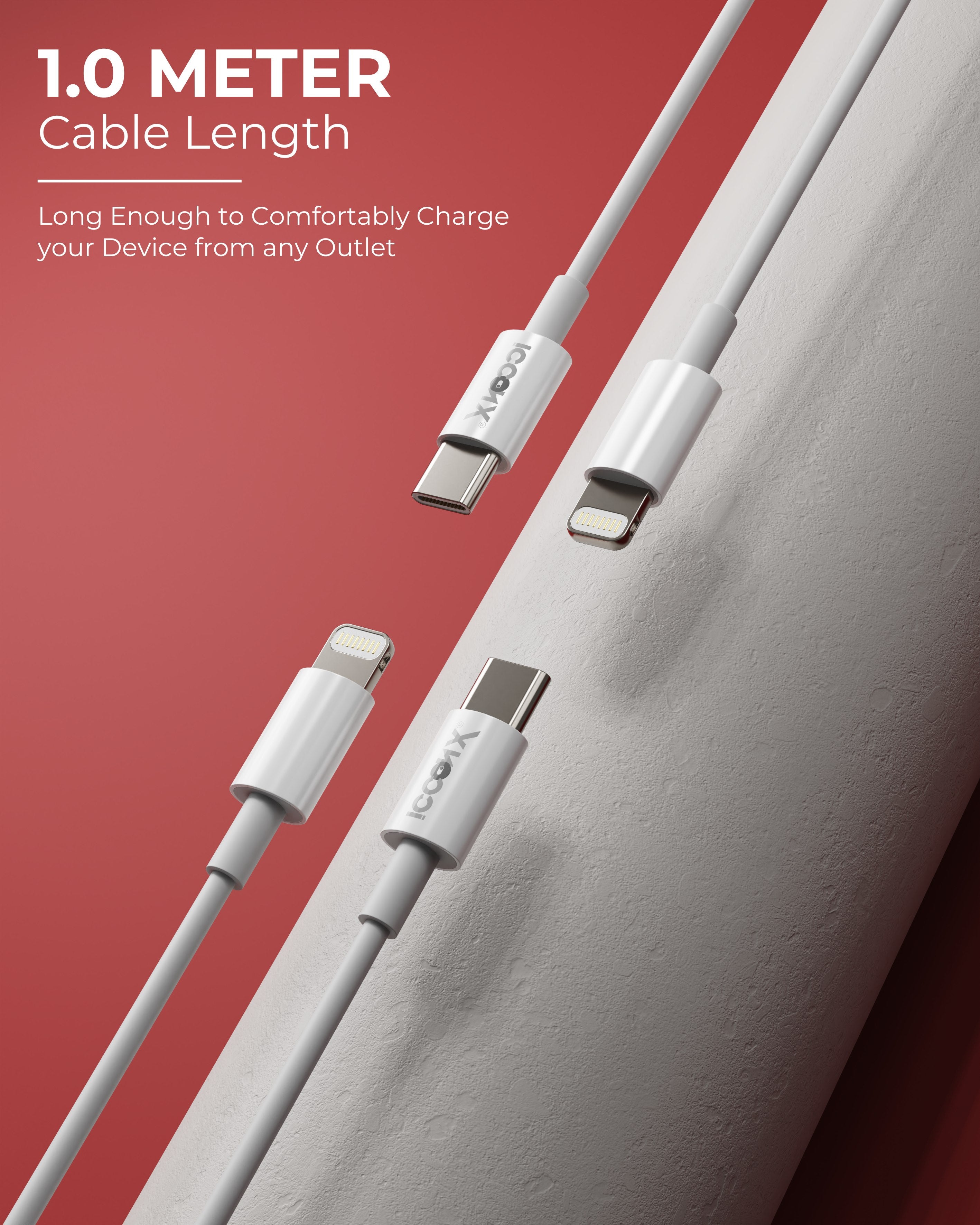 ICCON X TH-17 20W Fast Charging 1.0M Type-C to Lightning USB Cable, Fast Charging, 480Mbps Data Sync Cable Compatible with Apple, 3.5 MM Thickness, 10K Insertion, Stable Current, 480 MBPS Data Transfer Speed, Data Sync, Designed for Ease.