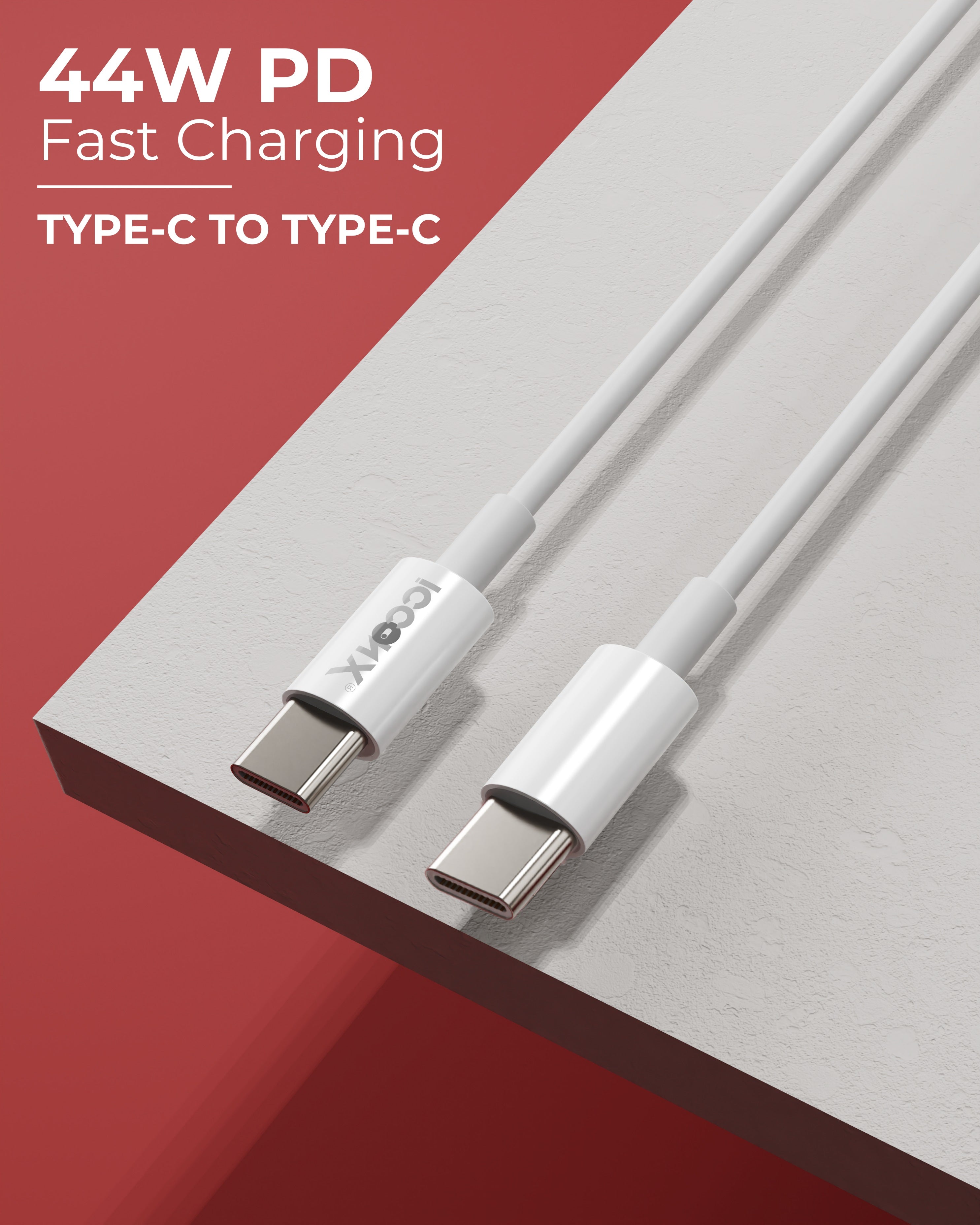 ICCON X TH-19 Type C to Type C Cable 44W Fast Charging, 1.5M Long, PD Tech, 3.5MM Thick, 10K Insertion & Bend Life, 480MBPS Data Transfer, Sync Cable for Android, Smartphones, Tablets, Laptops & Type C Devices, Stable Current, Durable Build