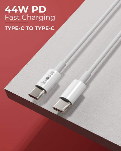 ICCON X TH-19 Type C to Type C Cable 44W Fast Charging, 1.5M Long, PD Tech, 3.5MM Thick, 10K Insertion & Bend Life, 480MBPS Data Transfer, Sync Cable for Android, Smartphones, Tablets, Laptops & Type C Devices, Stable Current, Durable Build